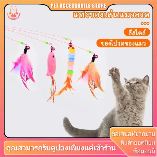 ไม้ตกแมว ของเล่นแมว ไม้ล่อแมว แบบสปริง