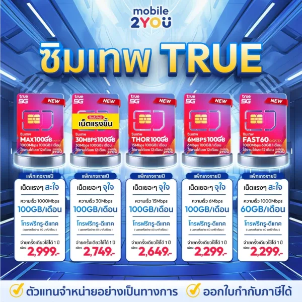 ซิมเทพ ซิมทรู maxspeed รายปี